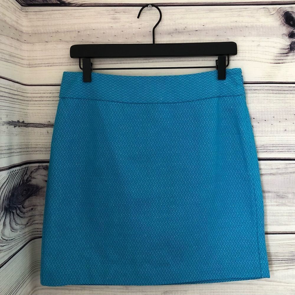 BANANA Republic Blue Cotton Linen Mini Pencil Skirt Size 4